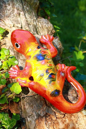 Salamander, Gecko aus Keramik groß orange