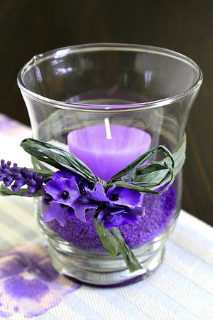 Deko Windlichtglas Lavendel